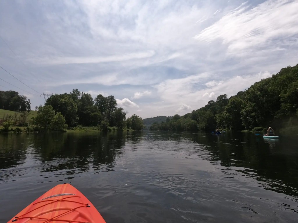 A photo of a kayak on a river